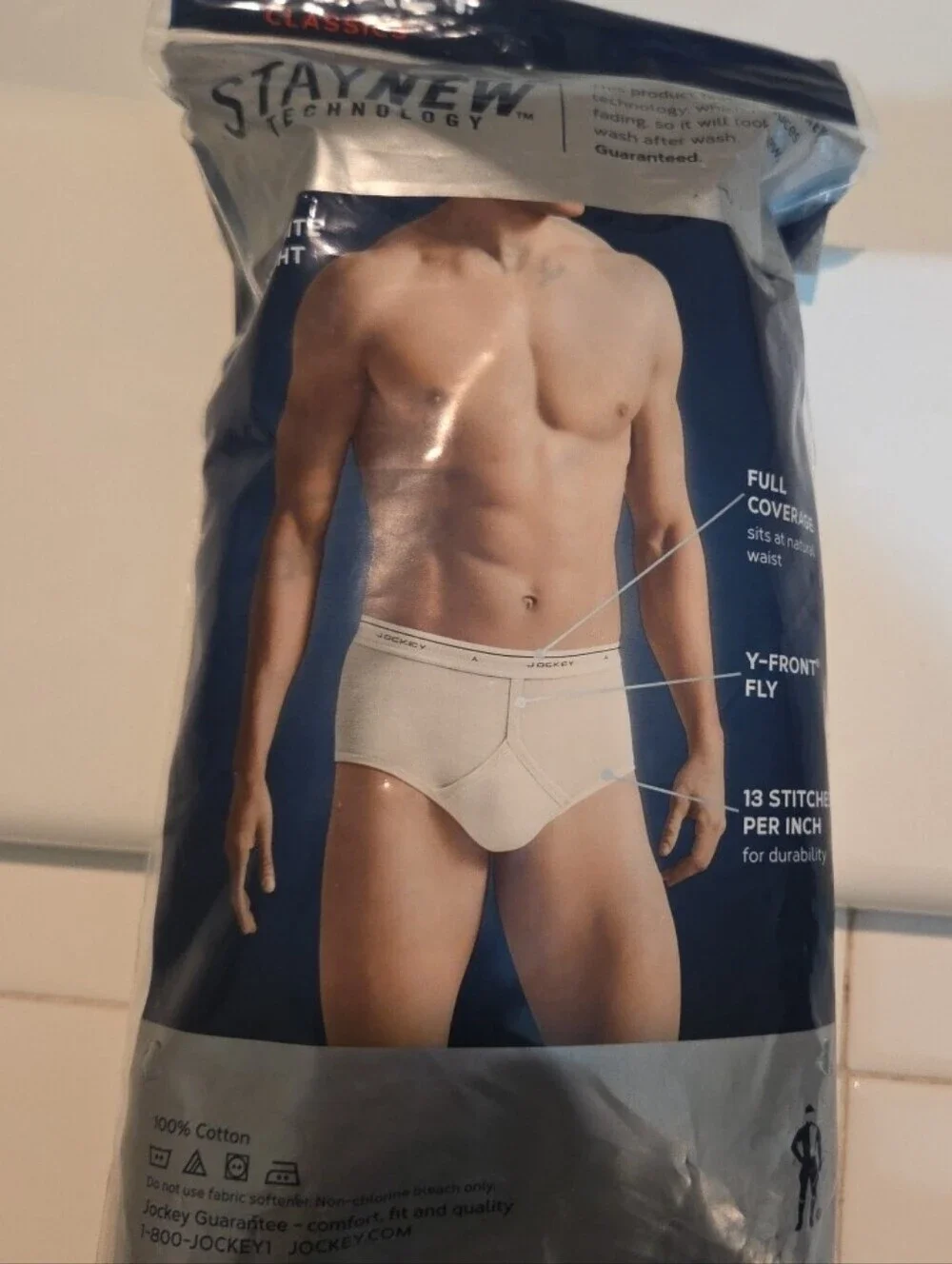New 2 Pack Jockey Classic Tall Man Briefs Cotton White Underwear Sz 46